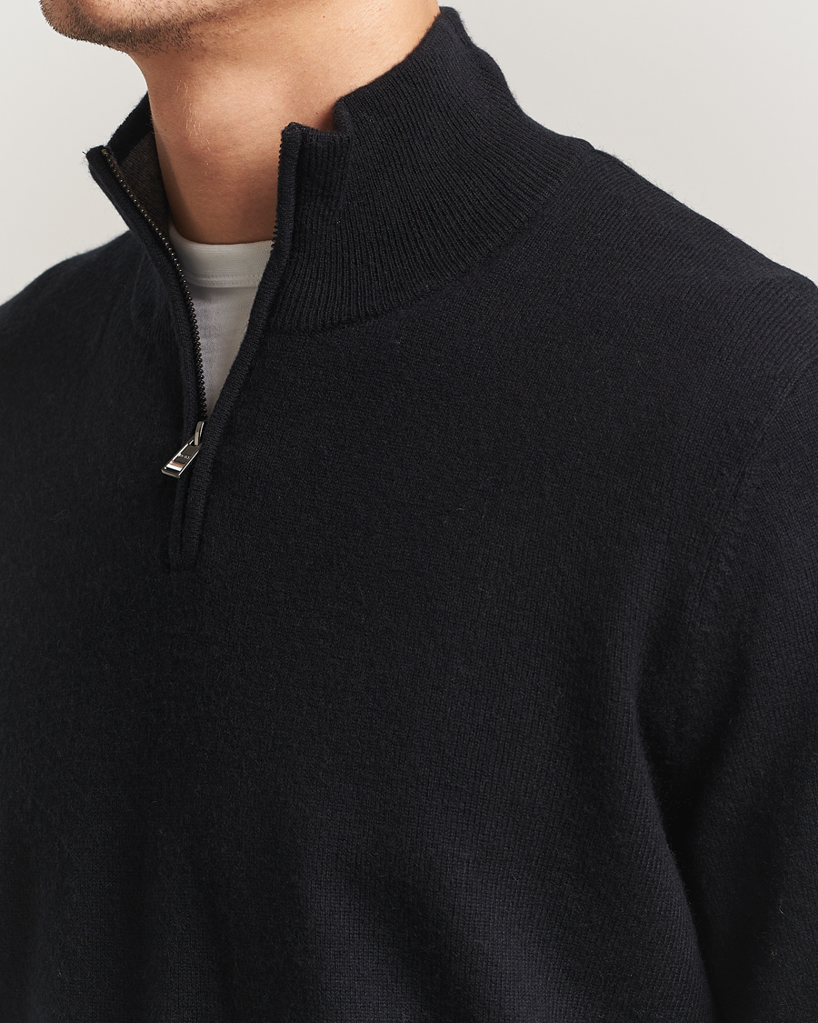 Uomini | Maglieria | BOSS BLACK | Hemarlo Wool/Cashmere Half Zip Black