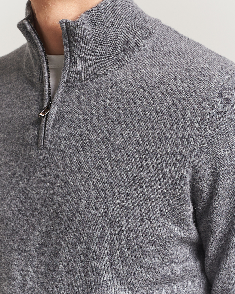 Uomini | Maglieria | BOSS BLACK | Hemarlo Wool/Cashmere Half Zip Medium Grey