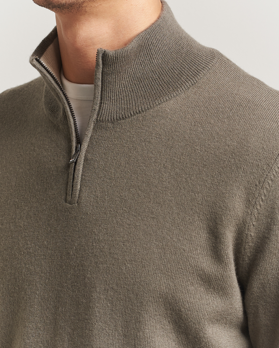 Uomini | Maglieria | BOSS BLACK | Hemarlo Wool/Cashmere Half Zip Open Brown