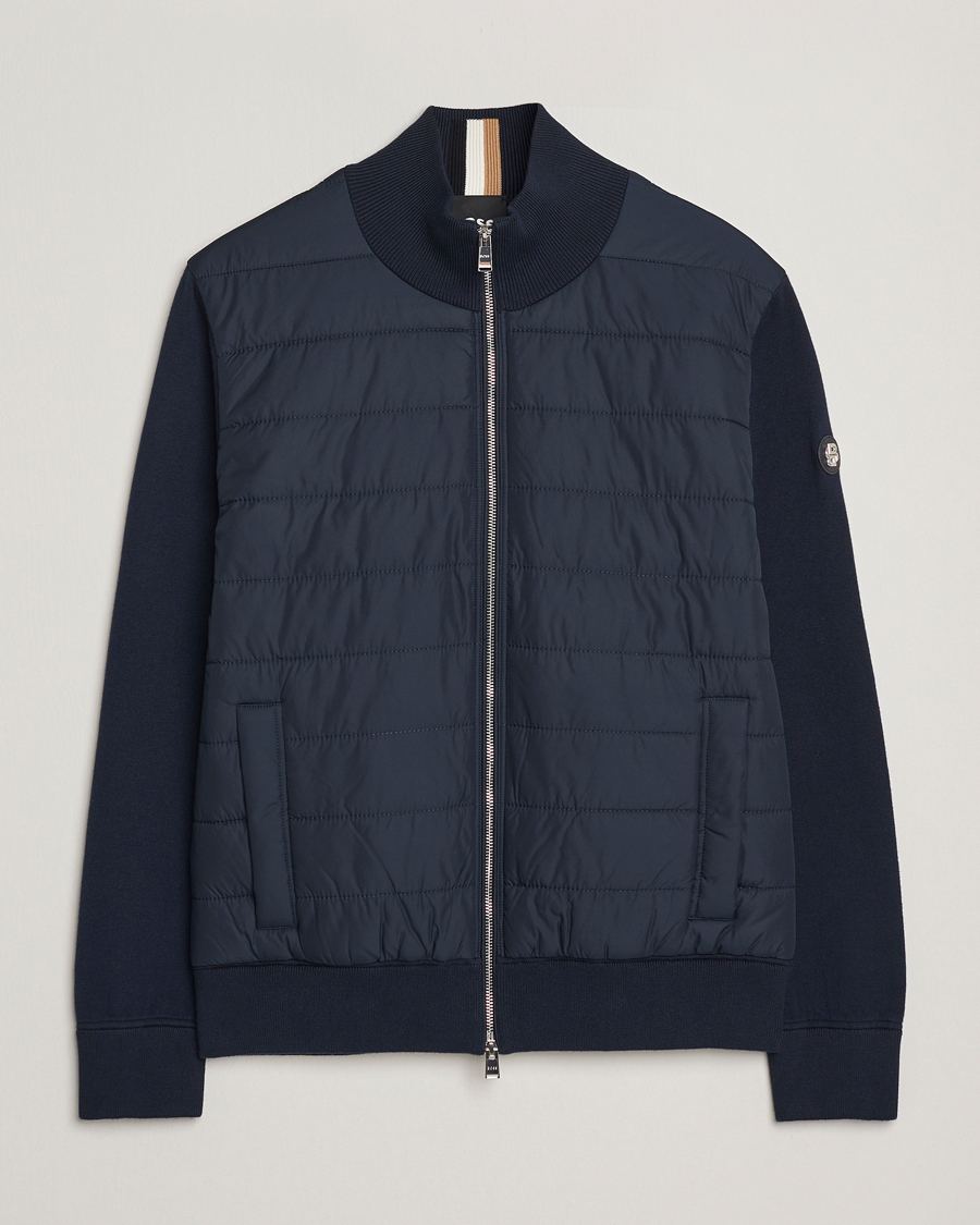 Uomini | Maglieria | BOSS BLACK | Hernest Hybrid Full Zip Dark Blue