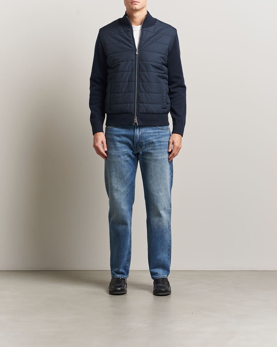Uomini | Maglieria | BOSS BLACK | Hernest Hybrid Full Zip Dark Blue