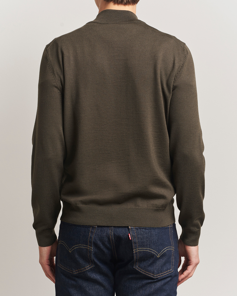 Uomini | Maglieria | BOSS BLACK | Ebenji Merino Knitted Half Zip Open Green