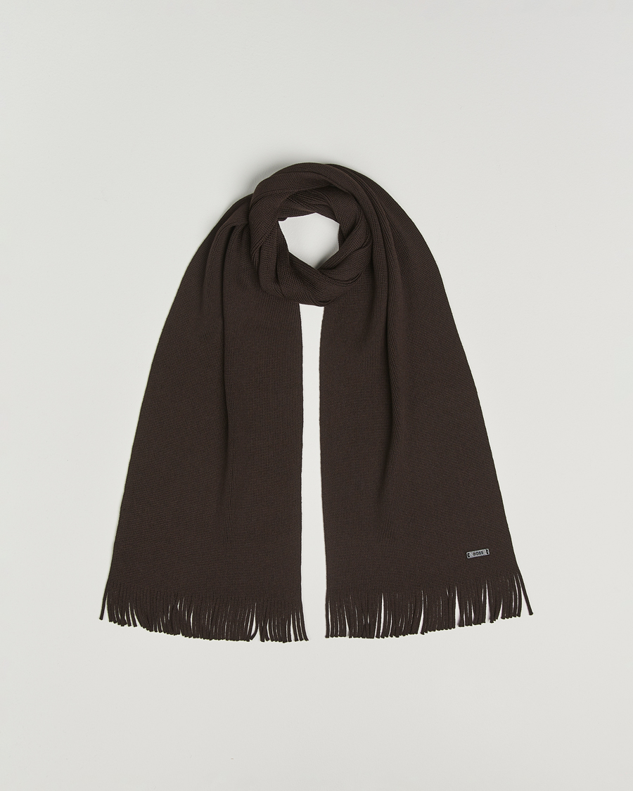 Uomini | Sciarpe | BOSS BLACK | Albas Wool Scarf Dark Brown