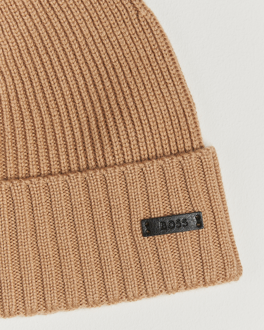 Uomini | Berretti | BOSS BLACK | Fati Wool Beanie Medium Beige