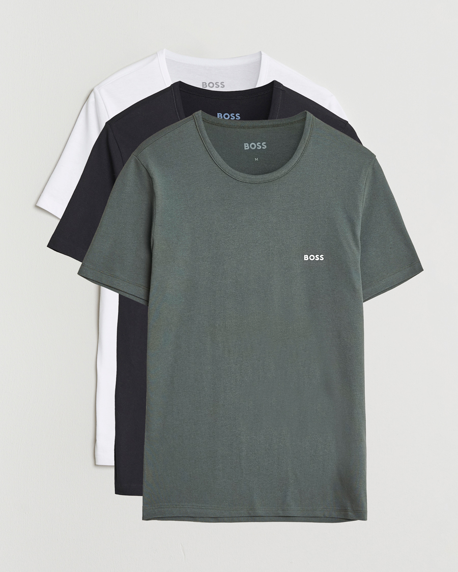 Uomini | T-shirt | BOSS BLACK | 3-Pack Crew Neck T-Shirt White/Green/Black