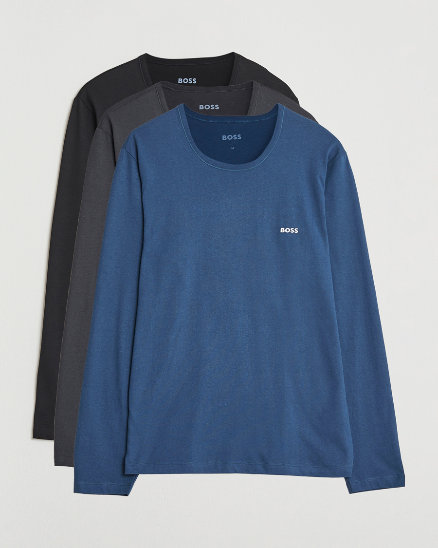 Uomini | T-shirt | BOSS BLACK | 3-Pack Long Sleeve T-Shirt Grey/Blue/Black
