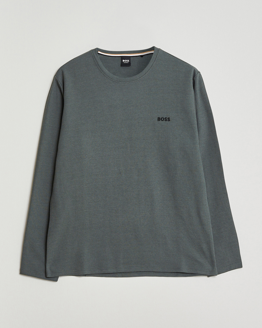 Uomini | Accappatoi & Pigiami | BOSS BLACK | Waffle Long Sleeve Pyjama T-Shirt Open Green