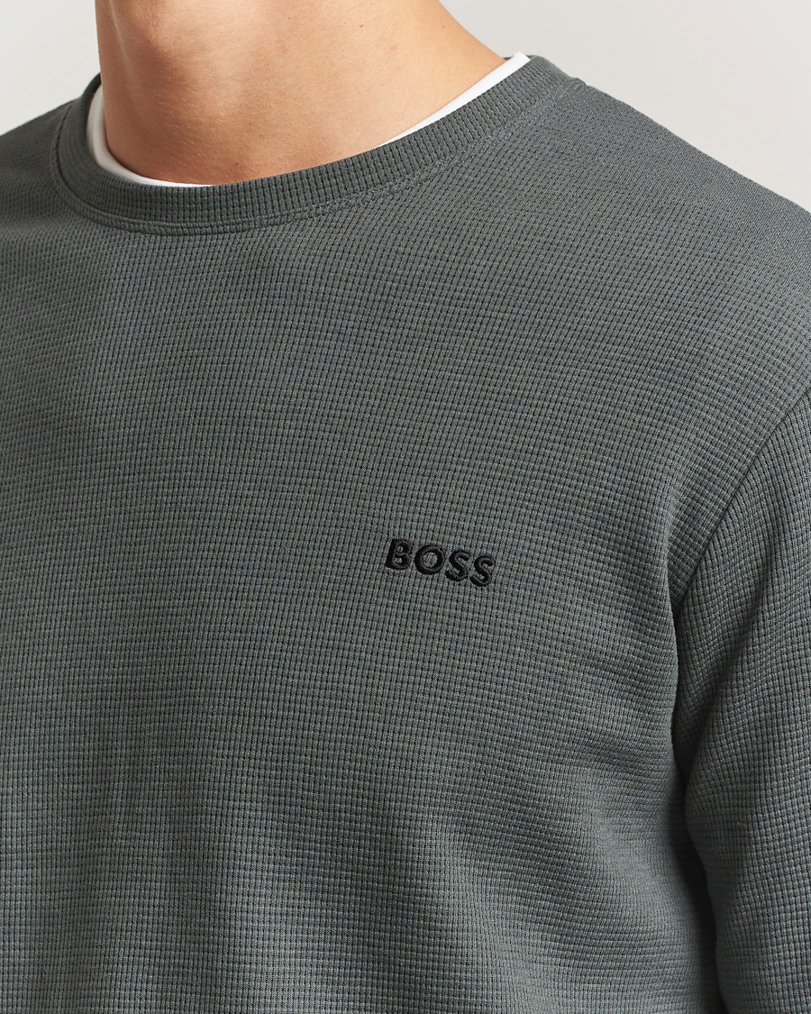 Uomini | Accappatoi & Pigiami | BOSS BLACK | Waffle Long Sleeve Pyjama T-Shirt Open Green