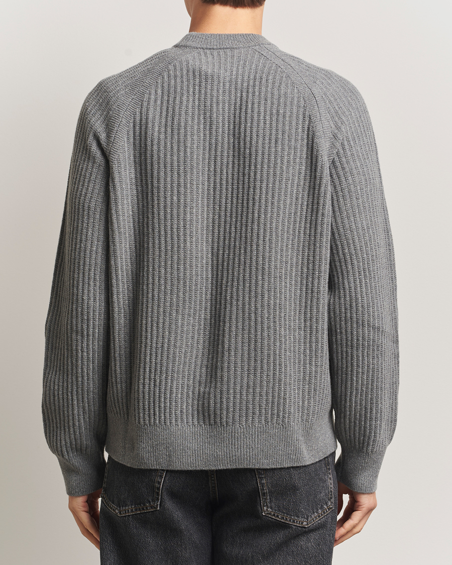 Uomini | Maglieria | BOSS ORANGE | Klacier Ribbed Wool Knitted Sweater Open Grey
