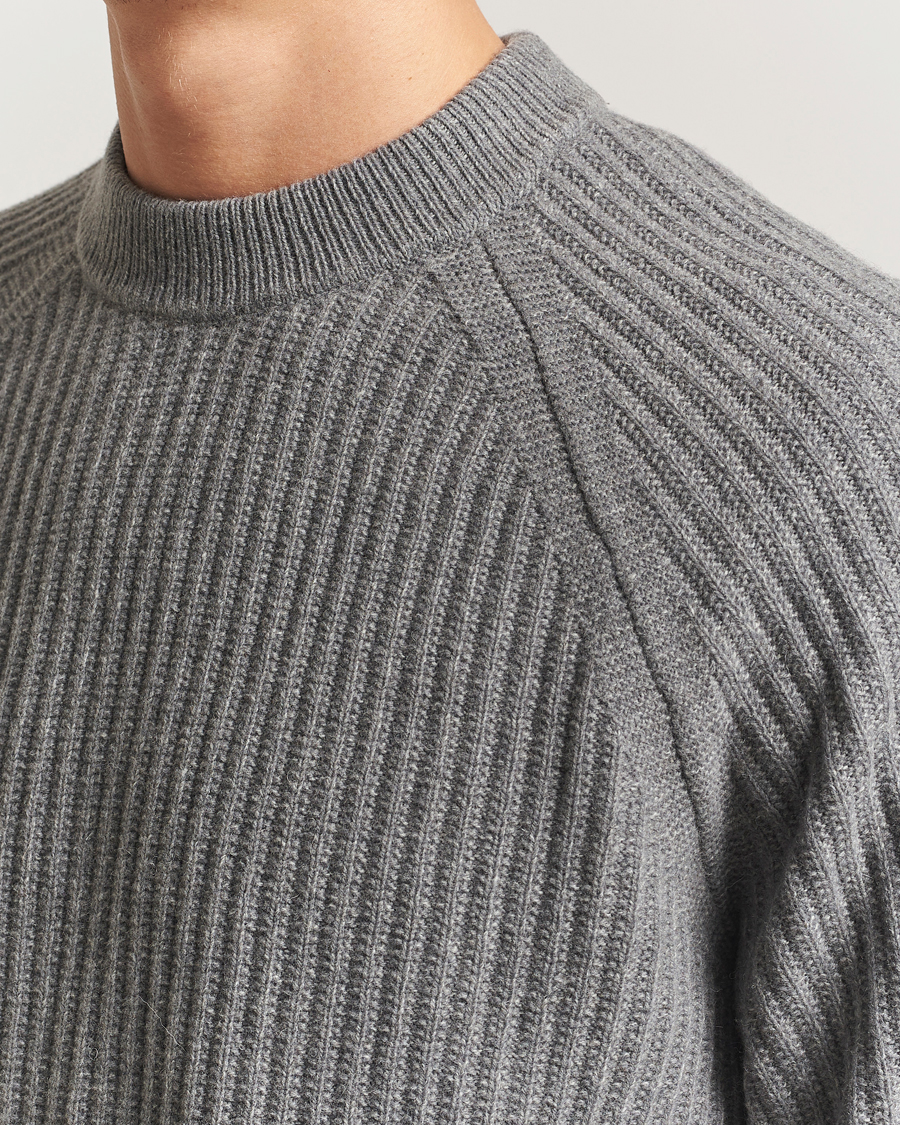 Uomini | Maglieria | BOSS ORANGE | Klacier Ribbed Wool Knitted Sweater Open Grey