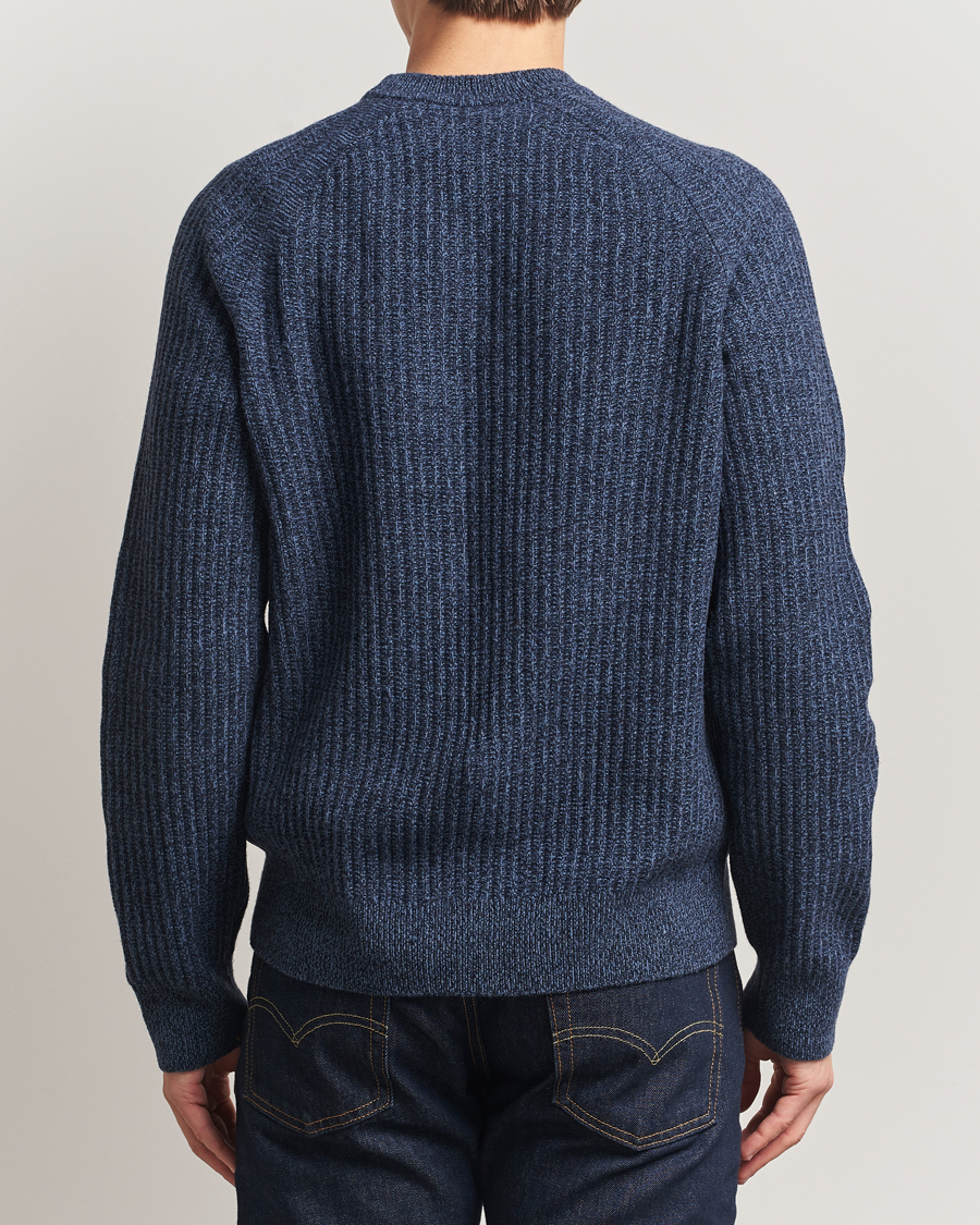 Uomini | Maglieria | BOSS ORANGE | Klacier Ribbed Wool Knitted Sweater Open Blue