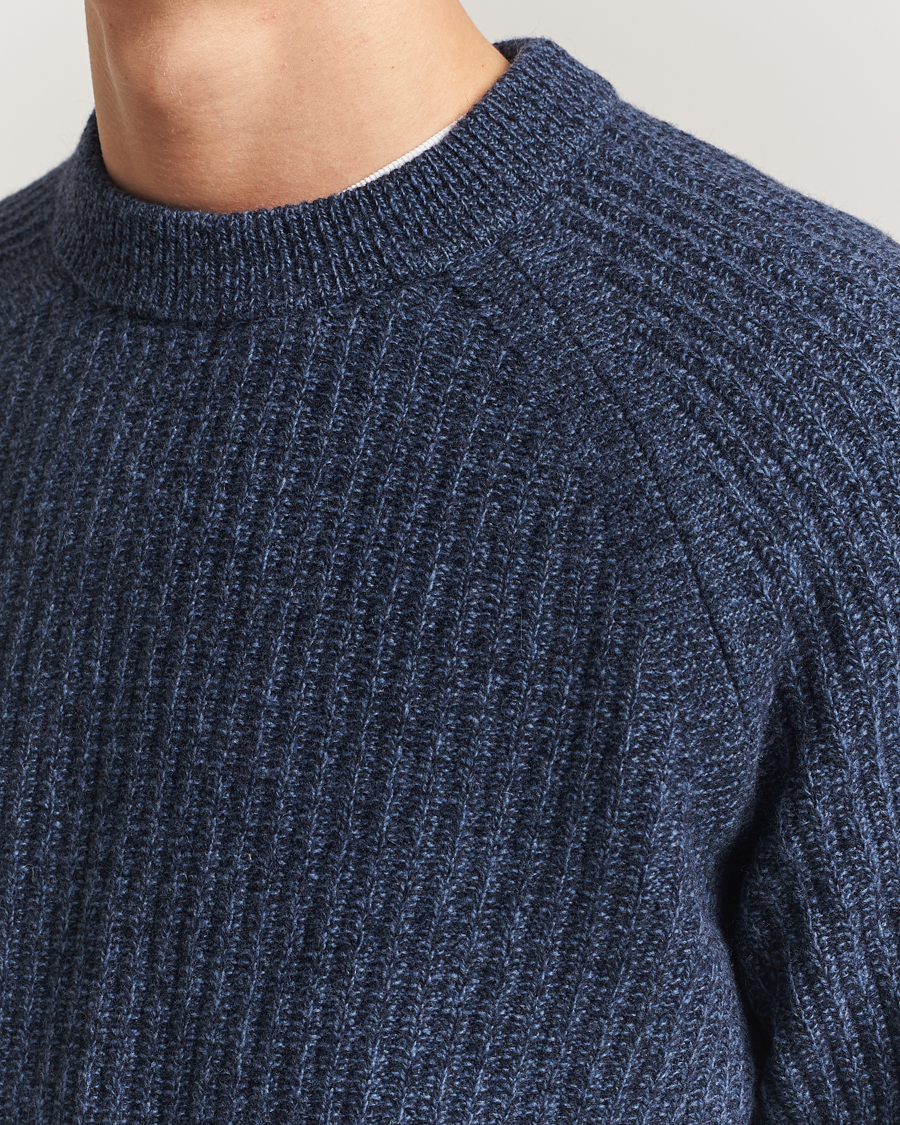 Uomini | Maglieria | BOSS ORANGE | Klacier Ribbed Wool Knitted Sweater Open Blue