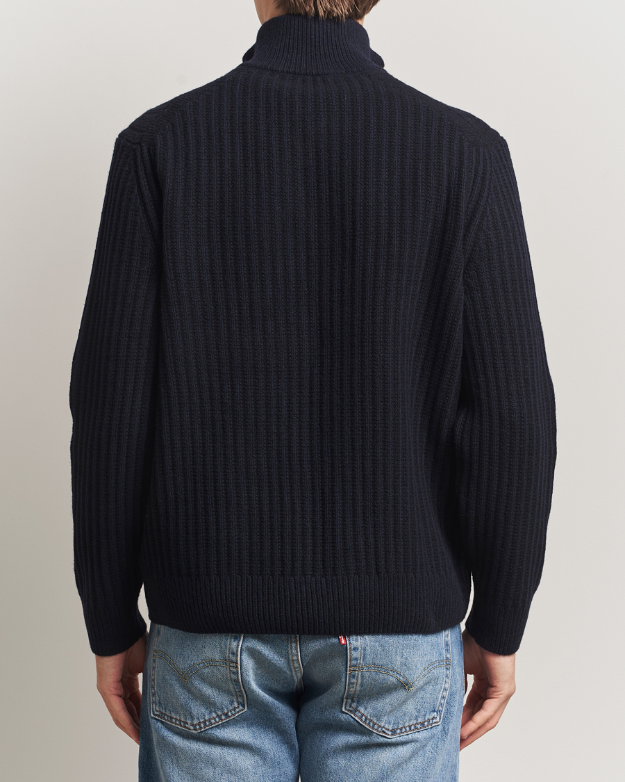 Uomini | Maglieria | BOSS ORANGE | Kwinter Ribbed Wool Knitted Half Zip Dark Blue