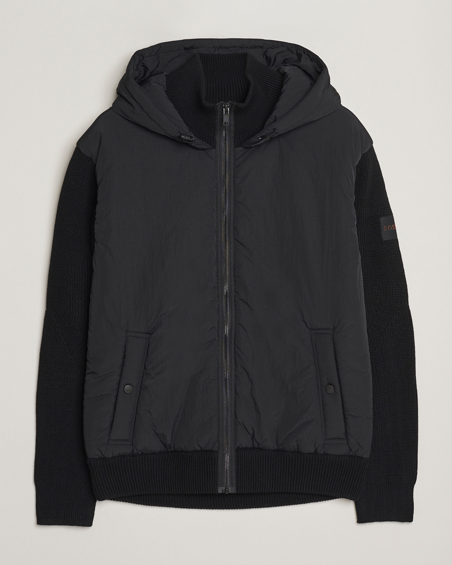 Uomini | Maglieria | BOSS ORANGE | Kiaccio Hybrid Hooded Full Zip Black