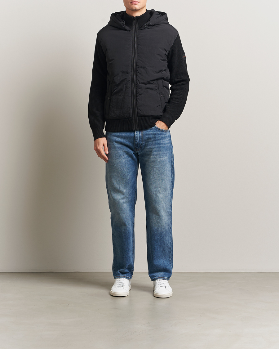 Uomini | Maglieria | BOSS ORANGE | Kiaccio Hybrid Hooded Full Zip Black