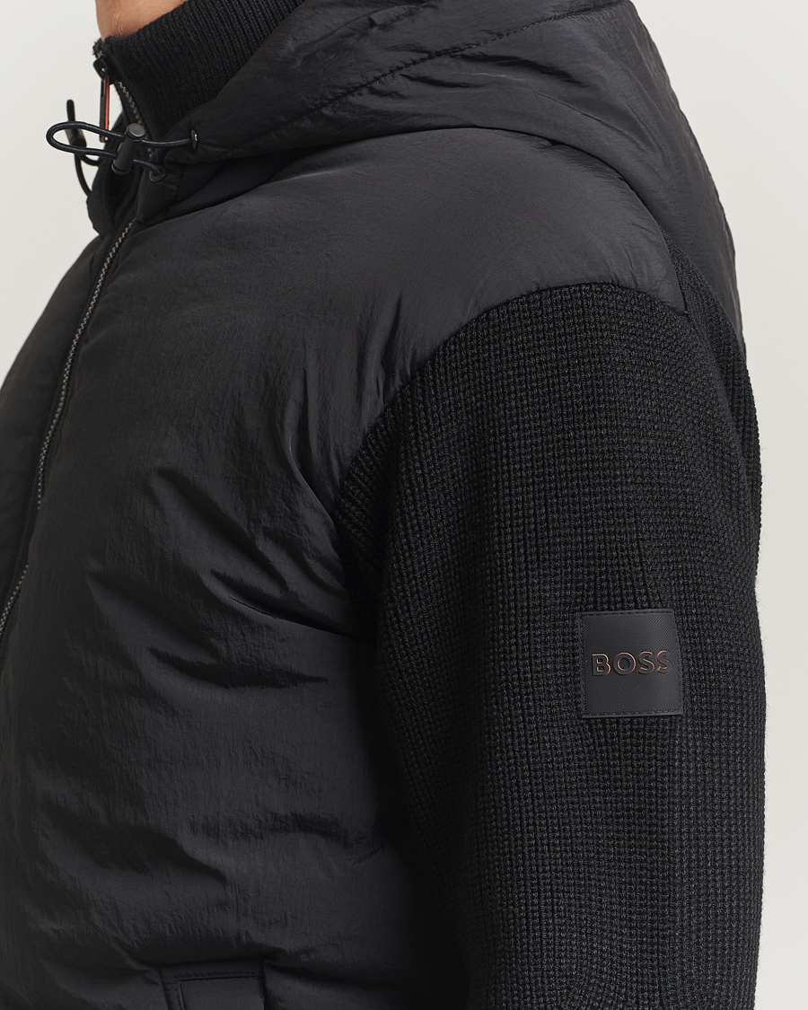 Uomini | Maglieria | BOSS ORANGE | Kiaccio Hybrid Hooded Full Zip Black