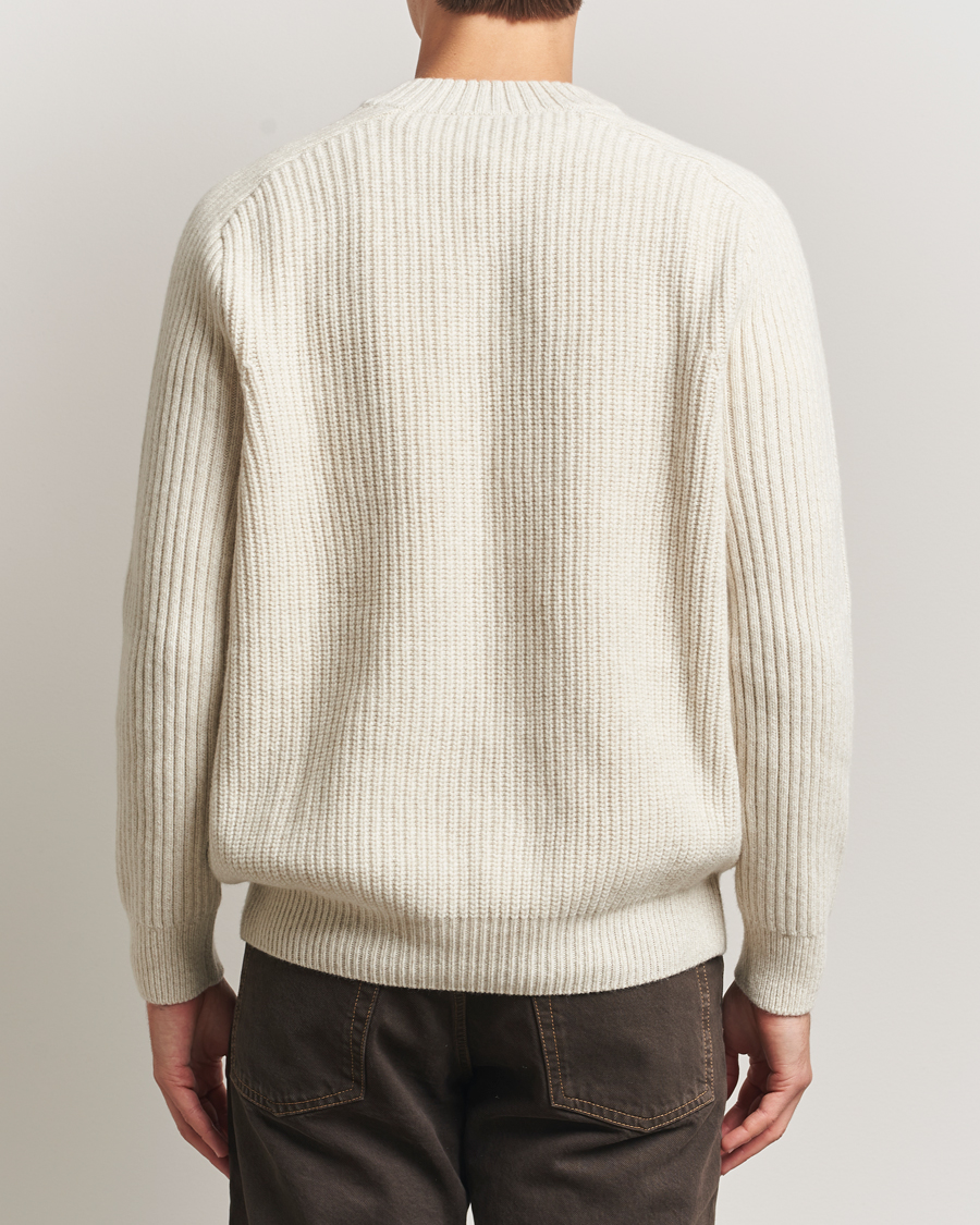 Uomini | Maglieria | BOSS ORANGE | Karinet Ribbed Wool Knitted V-Neck Light Beige