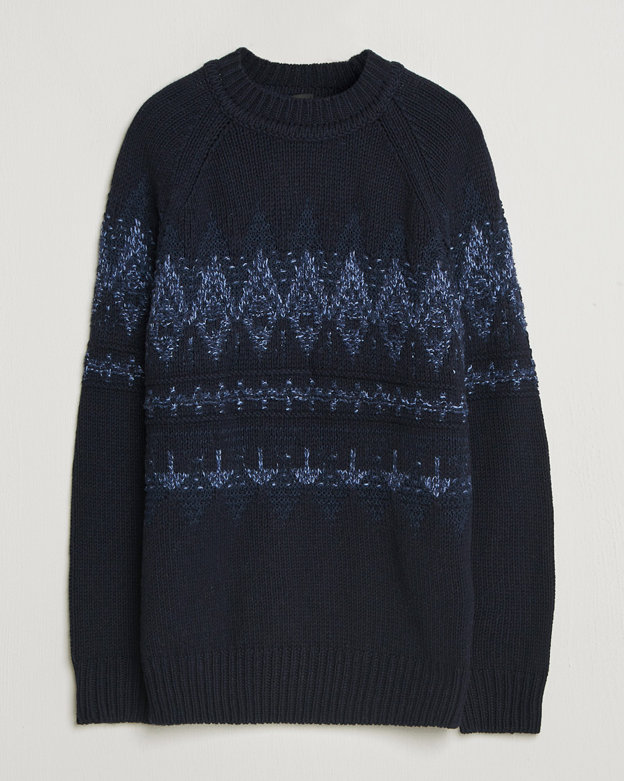 Uomini | Maglieria | BOSS ORANGE | Karombo Wool Fairisle Sweater Dark Blue