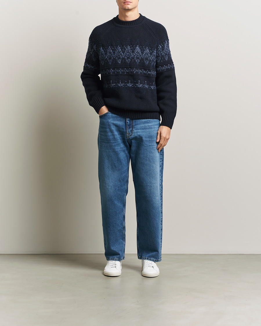 Uomini | Maglieria | BOSS ORANGE | Karombo Wool Fairisle Sweater Dark Blue