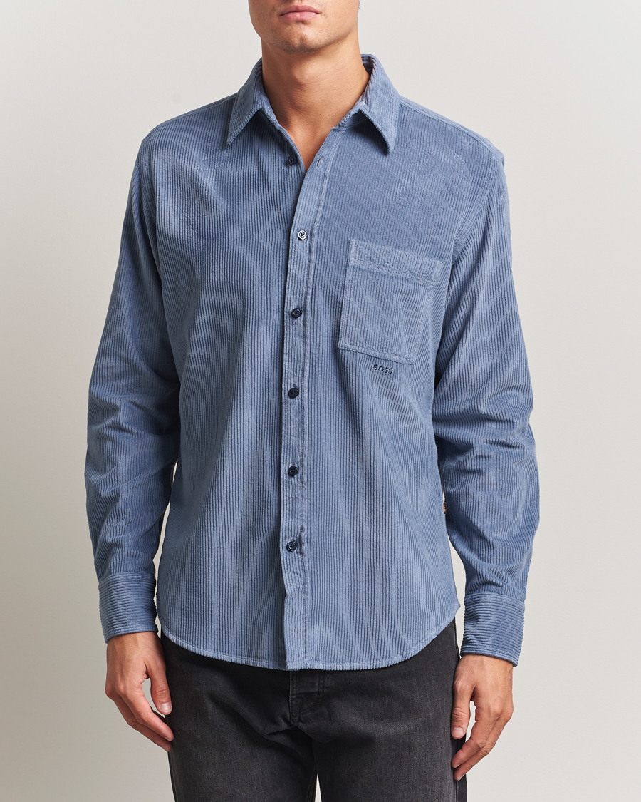 Uomini | Camicie | BOSS ORANGE | Relegant Corduroy Shirt Open Blue