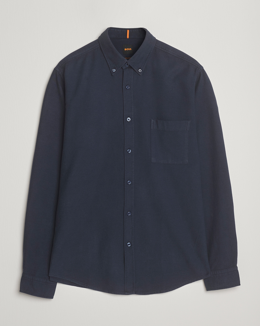 Uomini | Camicie | BOSS ORANGE | Rickert Brushed Cotton Shirt Dark Blue