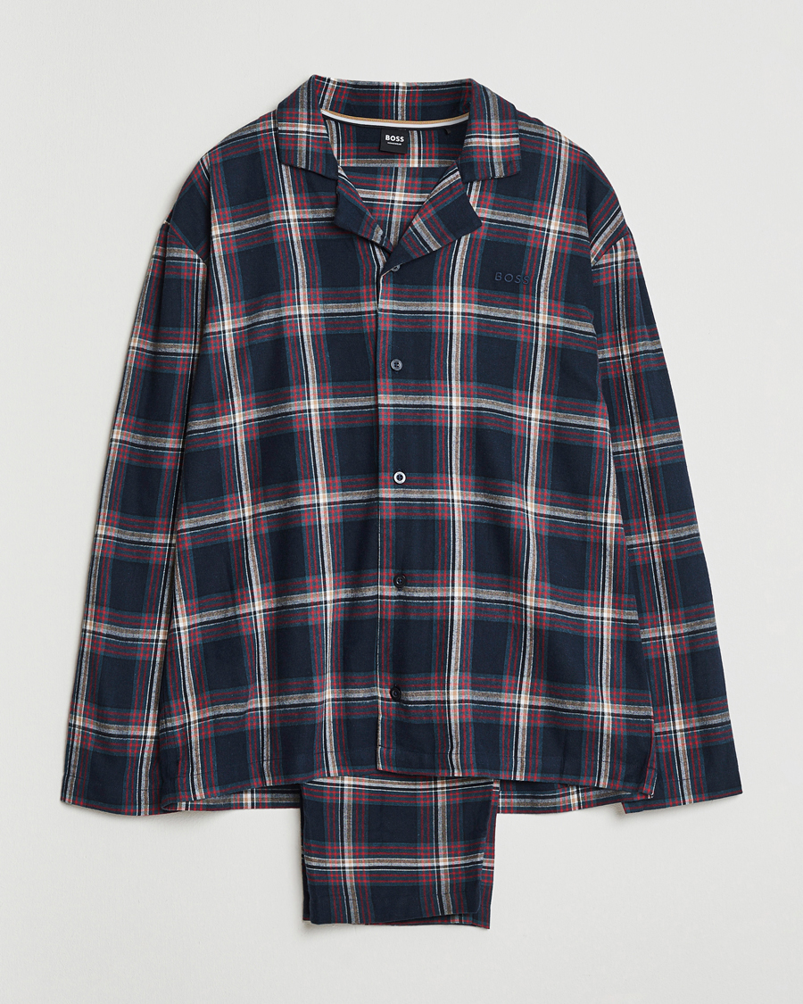 Uomini | Accappatoi & Pigiami | BOSS BLACK | Flannel Long Sleeve Pyjama Set Open Blue