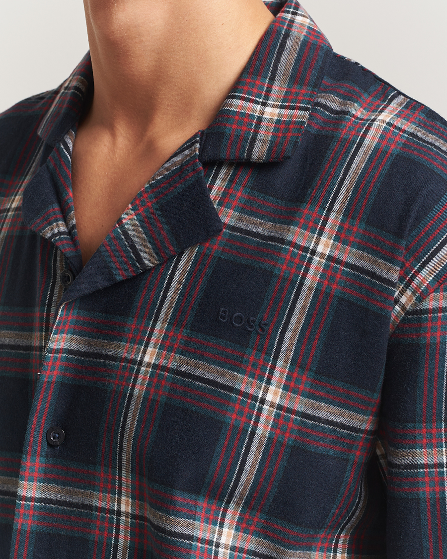 Uomini | Accappatoi & Pigiami | BOSS BLACK | Flannel Long Sleeve Pyjama Set Open Blue