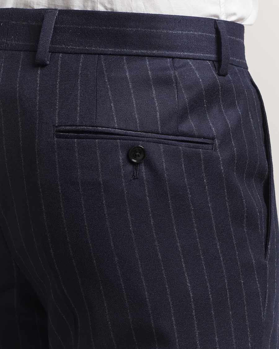 Uomini | Abiti | BOSS BLACK | Huge Wool Double Breasted Pinstriped Suit Dark Blue