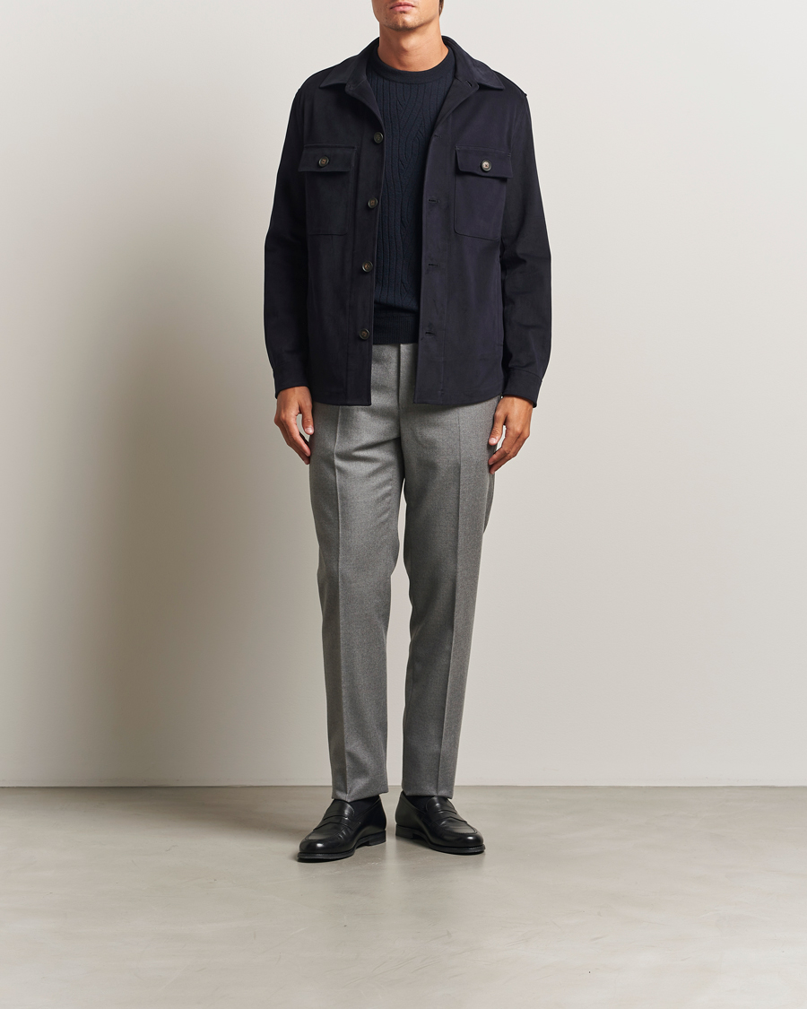 Uomini | Camicie | BOSS BLACK | Carper Cotton Overshirt Dark Blue