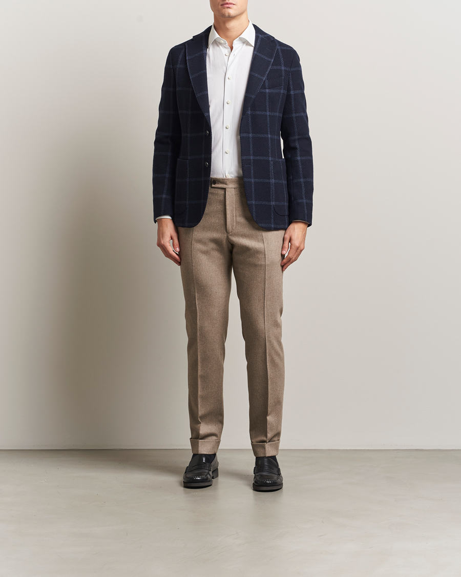 Uomini | Blazers | BOSS BLACK | Hanry Wool Checked Blazer Dark Blue