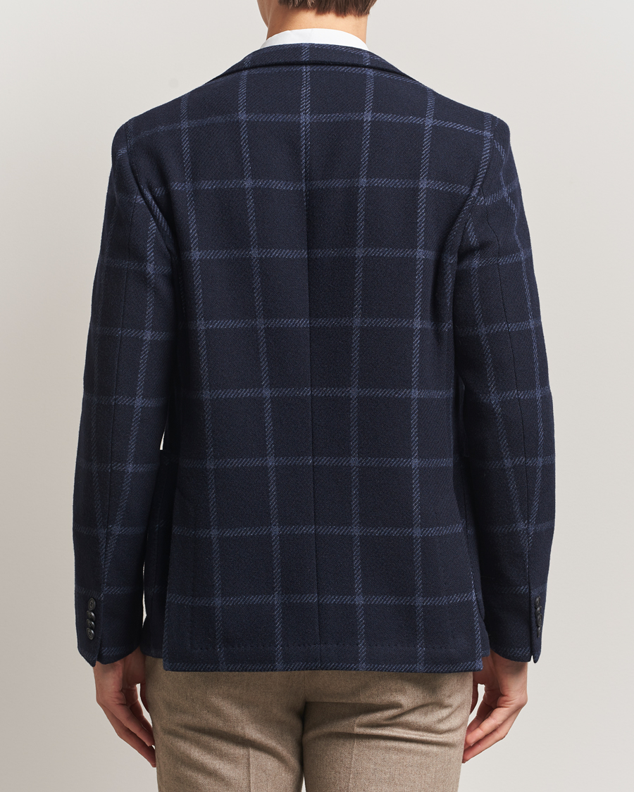 Uomini | Blazers | BOSS BLACK | Hanry Wool Checked Blazer Dark Blue