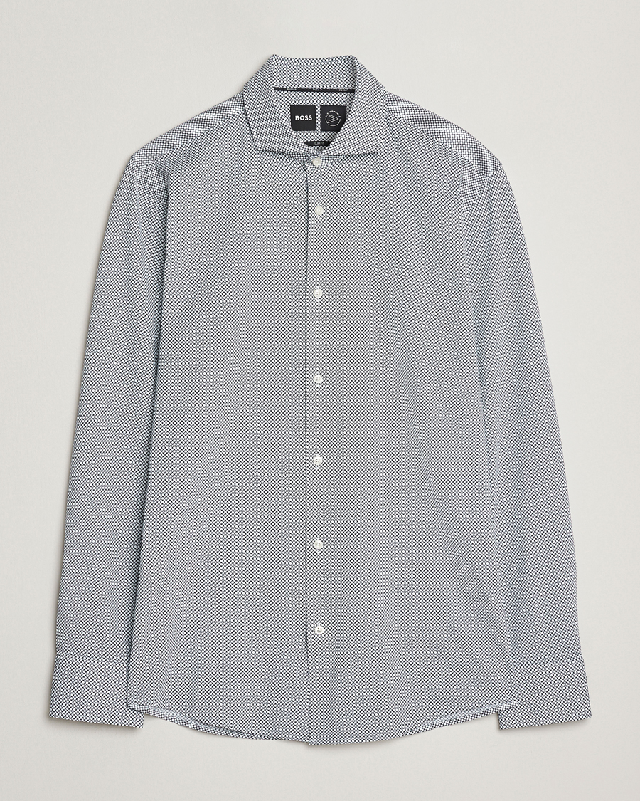 Uomini | Camicie | BOSS BLACK | Hank 4-Way Printed Stretch Shirt Dark Blue