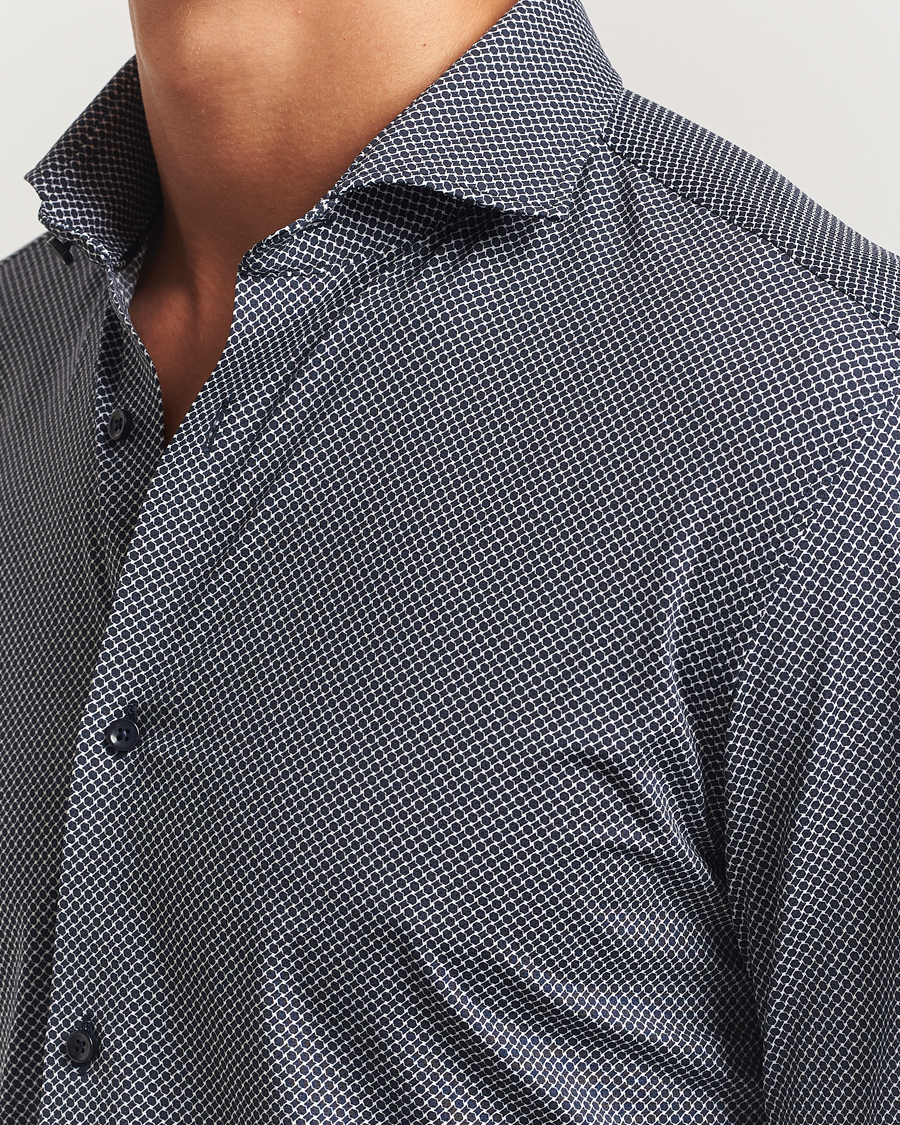 Uomini | Camicie | BOSS BLACK | Hank 4-Way Printed Stretch Shirt Dark Blue