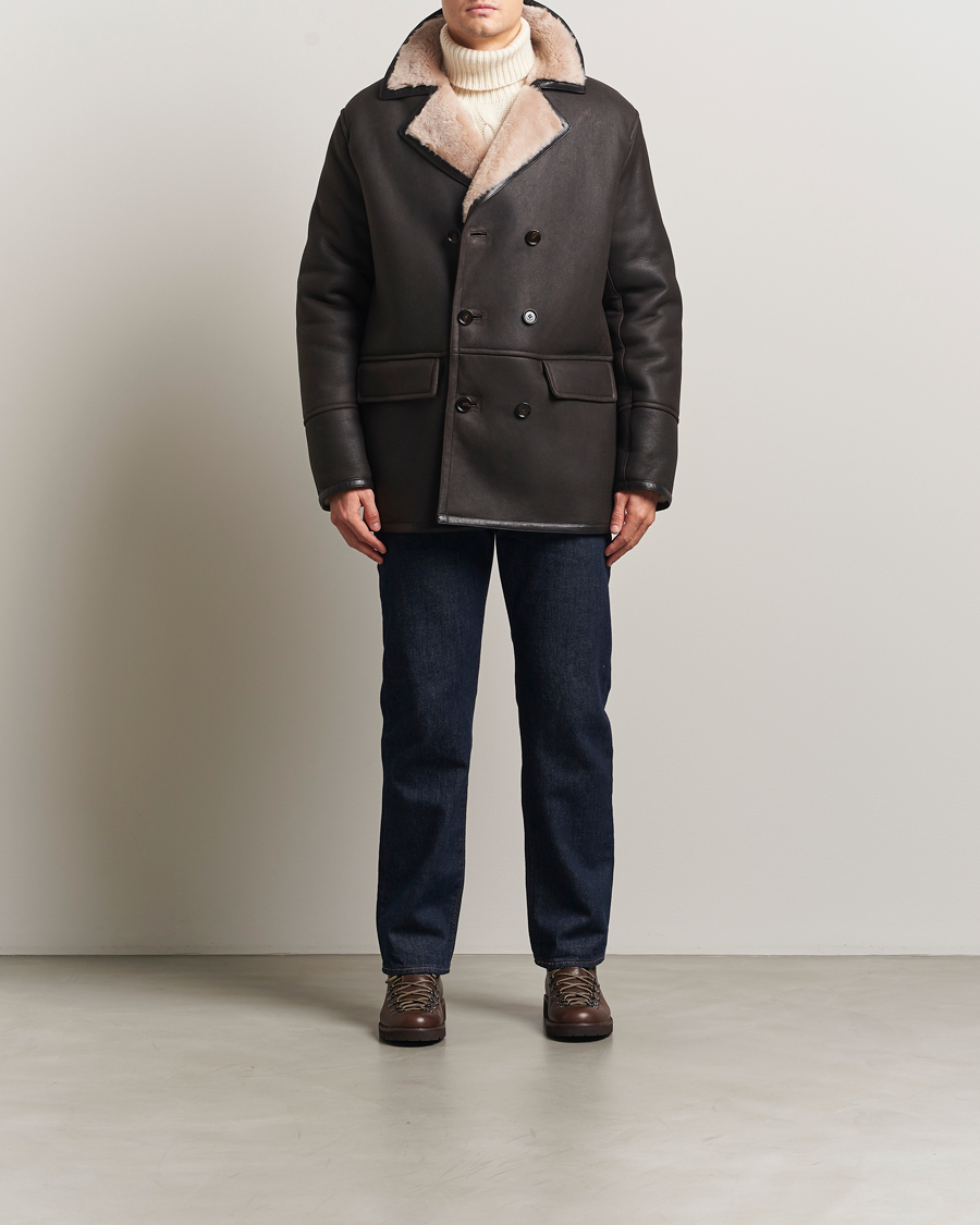 Uomini | Giacche | BOSS CAMEL | Mabano Leather Peacoat Brown