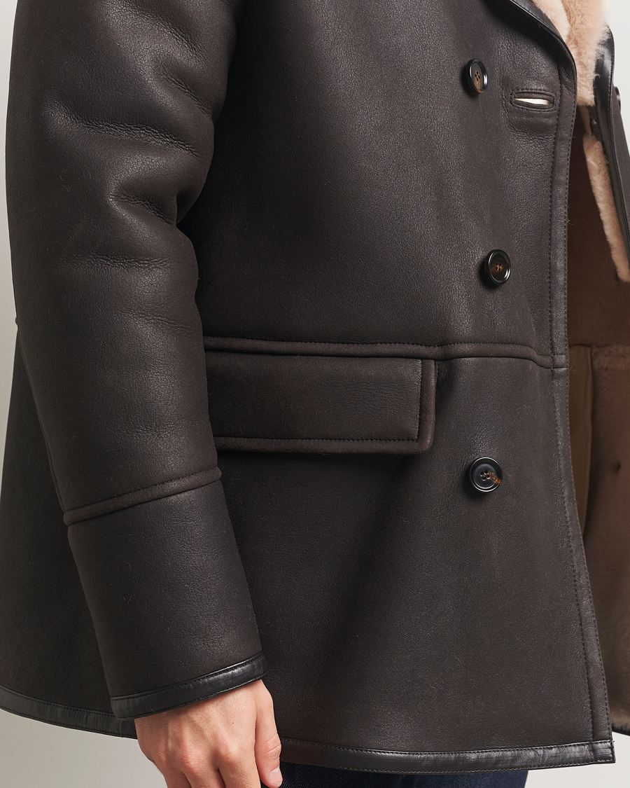 Uomini | Giacche | BOSS CAMEL | Mabano Leather Peacoat Brown