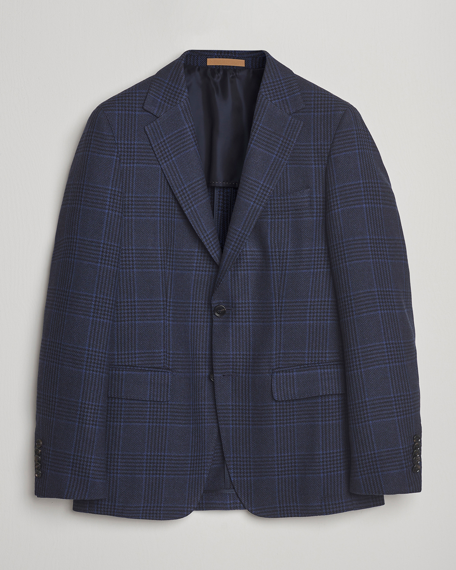 Uomini | Blazers | BOSS CAMEL | Jeff Wool Checked Blazer Dark Blue