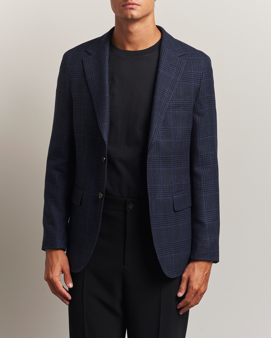 Uomini | Blazers | BOSS CAMEL | Jeff Wool Checked Blazer Dark Blue