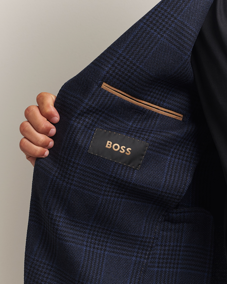 Uomini | Blazers | BOSS CAMEL | Jeff Wool Checked Blazer Dark Blue