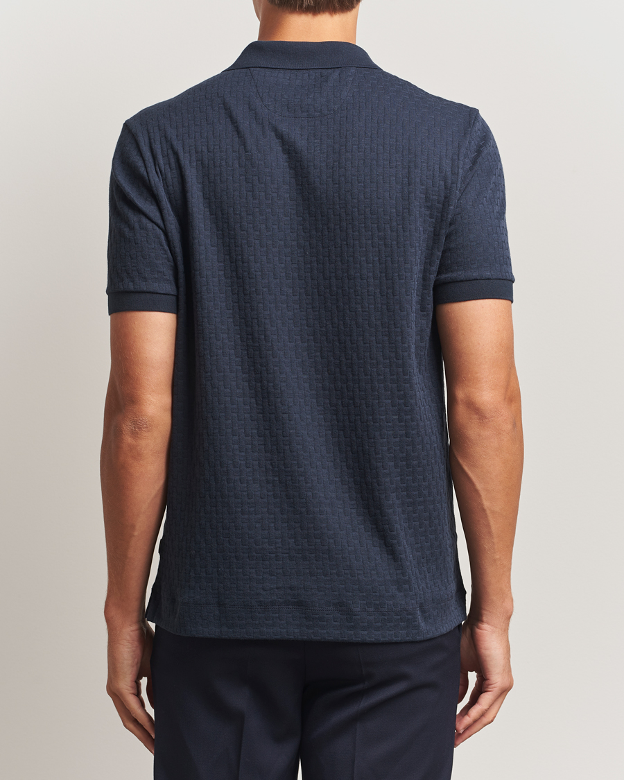 Uomini | Polo | BOSS CAMEL | Parson Structured Open Collar Polo Dark Blue