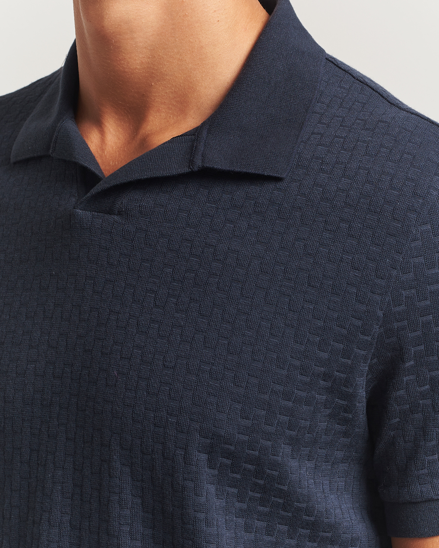 Uomini | Polo | BOSS CAMEL | Parson Structured Open Collar Polo Dark Blue