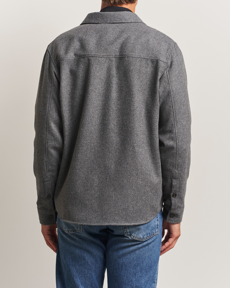 Uomini | Camicie | J.Lindeberg | Flat Wool Overshirt Dark Grey Melange