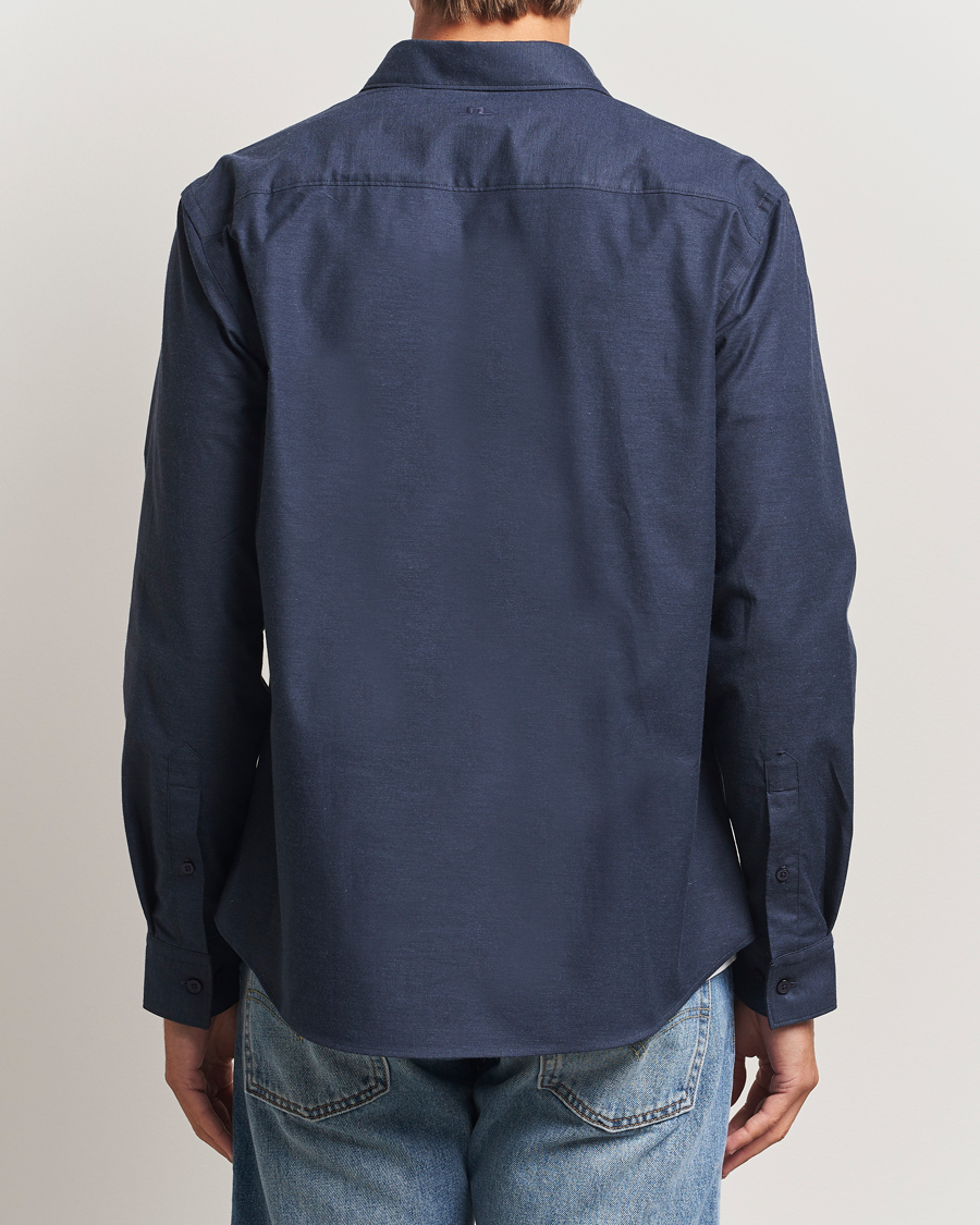 Uomini | Camicie | J.Lindeberg | Slim Fit Light Flannel Shirt Navy