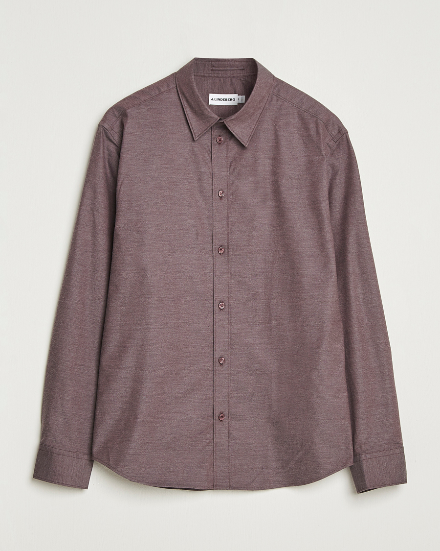 Uomini | Camicie | J.Lindeberg | Slim Fit Light Flannel Shirt Huckleberry