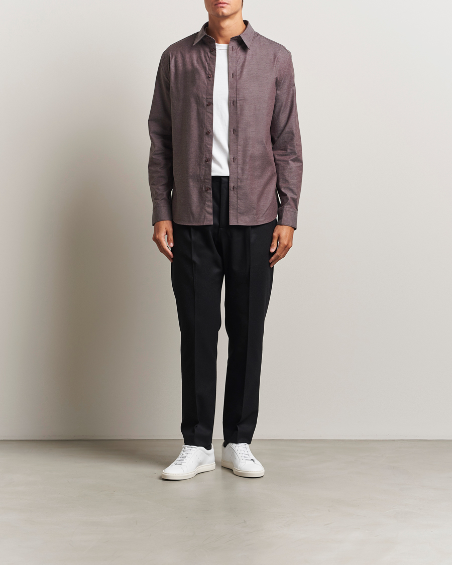 Uomini | Camicie | J.Lindeberg | Slim Fit Light Flannel Shirt Huckleberry
