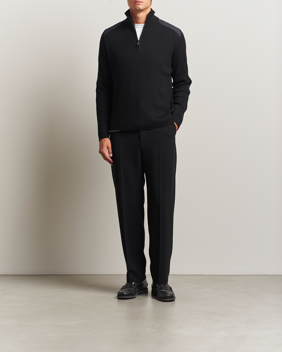 Uomini | Maglieria | J.Lindeberg | Martin Knitted Hybrid Half Zip Black