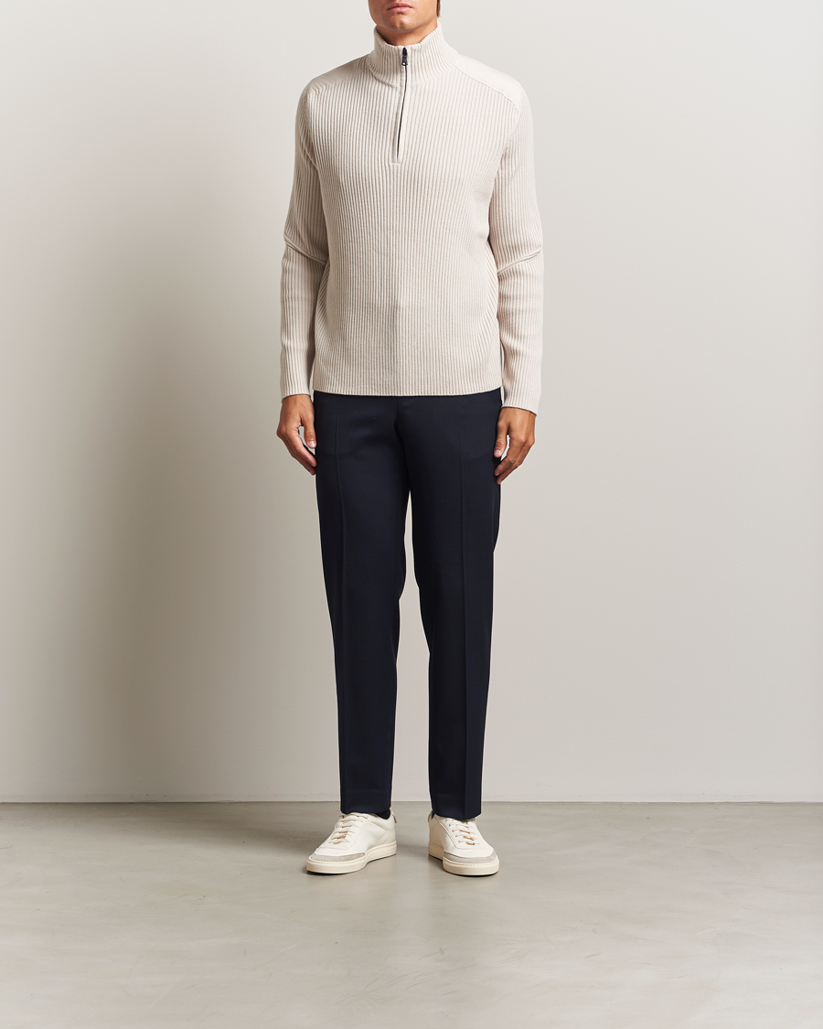Uomini | Maglieria | J.Lindeberg | Martin Knitted Hybrid Half Zip Moonbeam
