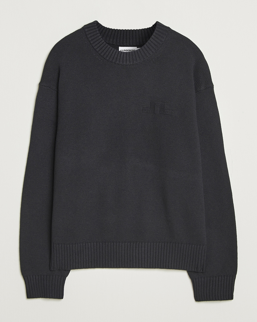 Uomini | Maglieria | J.Lindeberg | Eddy Wool/Cotton Knitted Sweater Black