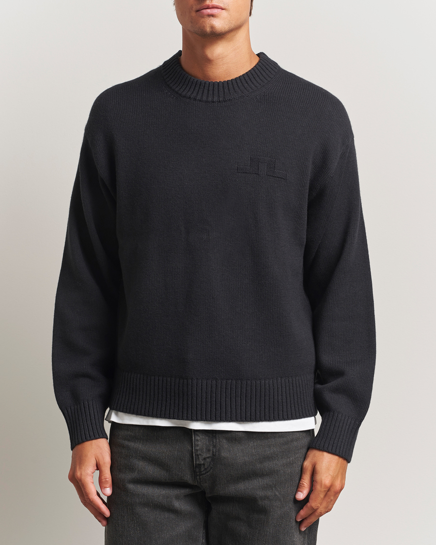 Uomini | Maglieria | J.Lindeberg | Eddy Wool/Cotton Knitted Sweater Black
