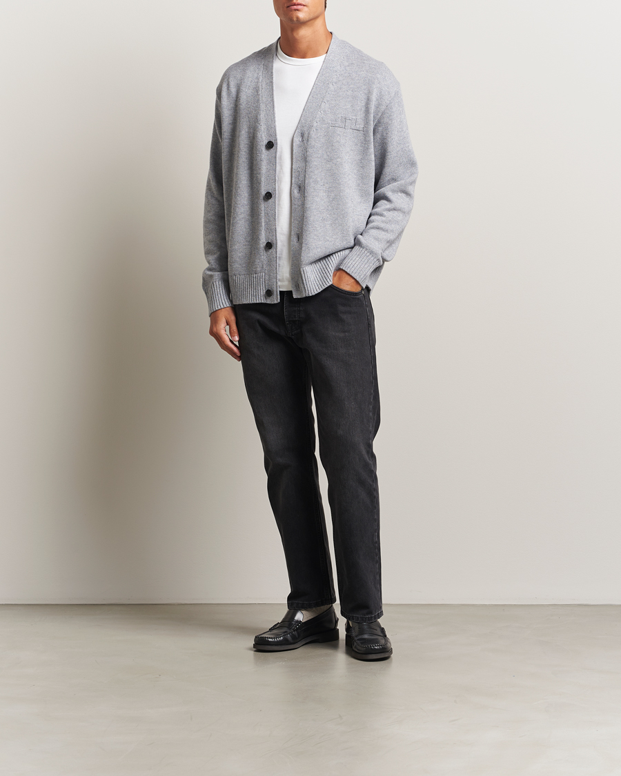 Uomini | Maglieria | J.Lindeberg | Eddy Wool/Cotton Knitted Cardigan Light Grey Melange