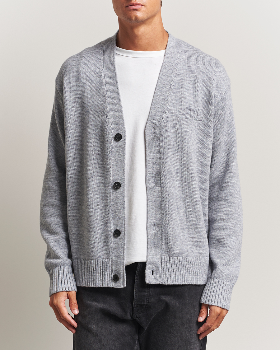 Uomini | Maglieria | J.Lindeberg | Eddy Wool/Cotton Knitted Cardigan Light Grey Melange